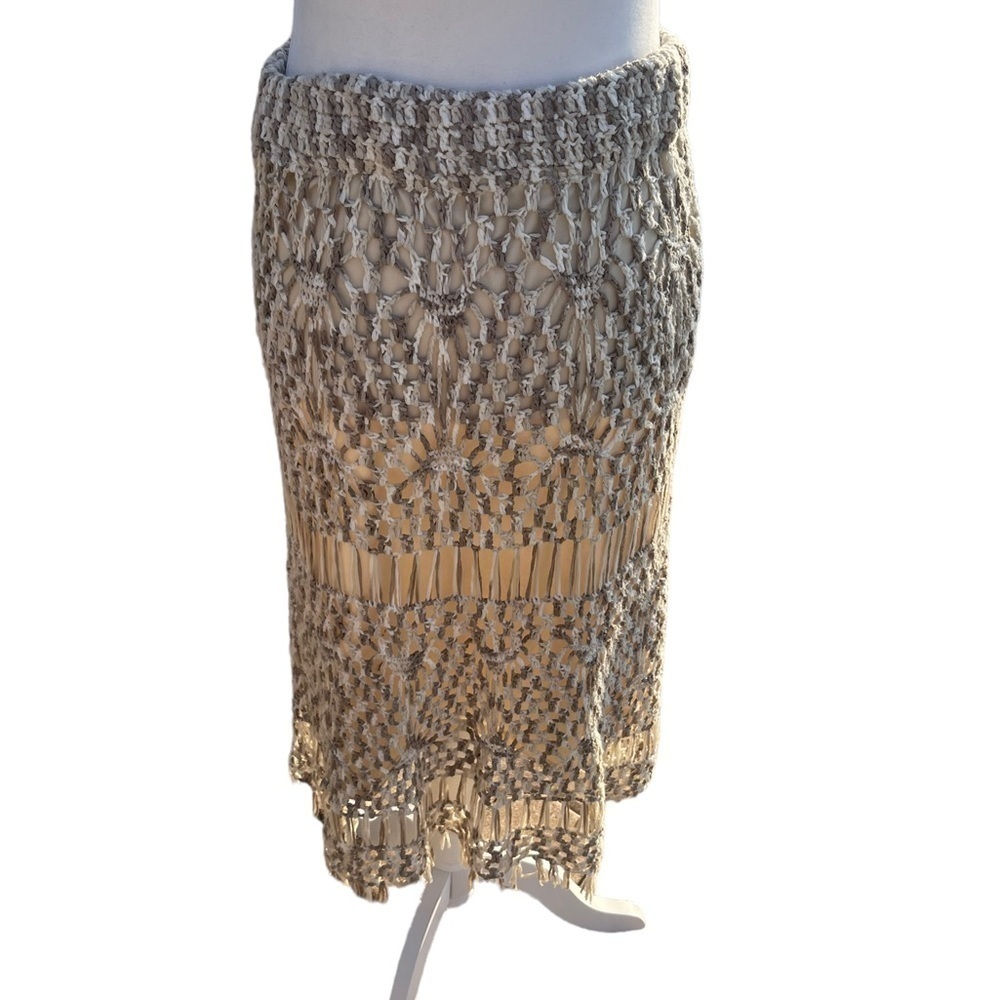 Boston Proper Crochet Midi Skirt, spring, summer, cream, Size Medium